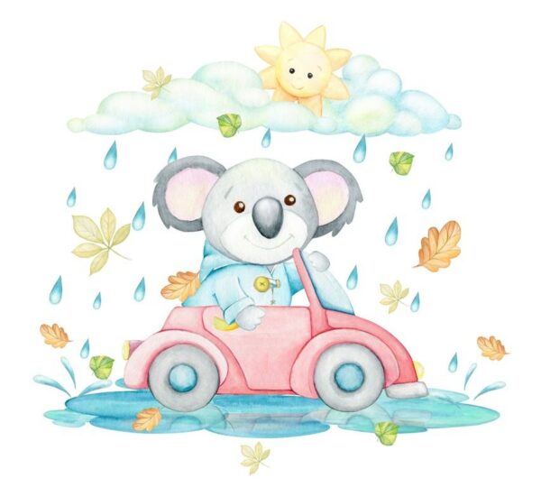 Peinture murale Koala au volant d'une voiture