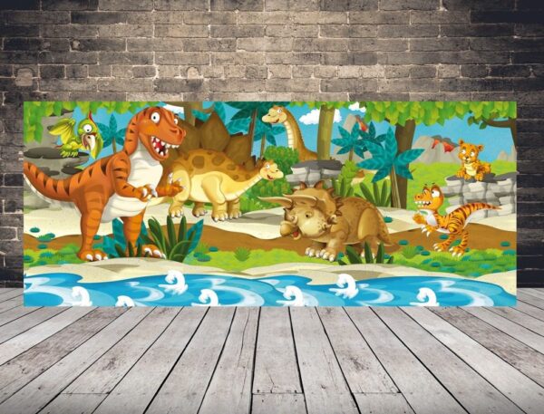 Image de dinosaures au bord de la rivière