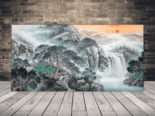 Une image d'une forêt et d'une cascade