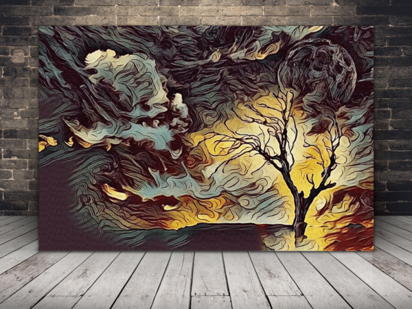Une image d'un arbre en feu