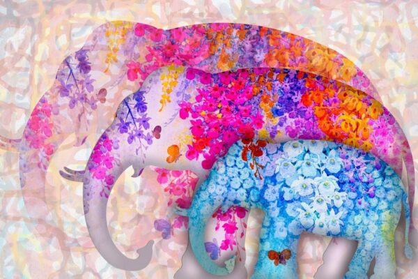 Une image de trois éléphants colorés – Image 2