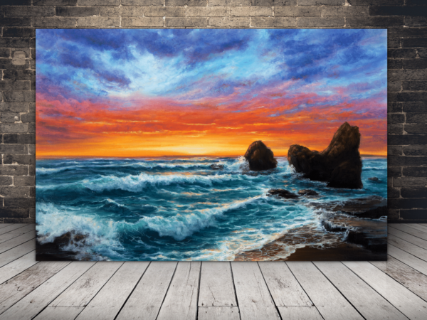Une image d'un coucher de soleil sur la mer