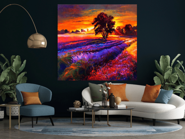 Image d'un champ de lavande au coucher du soleil – Image 3