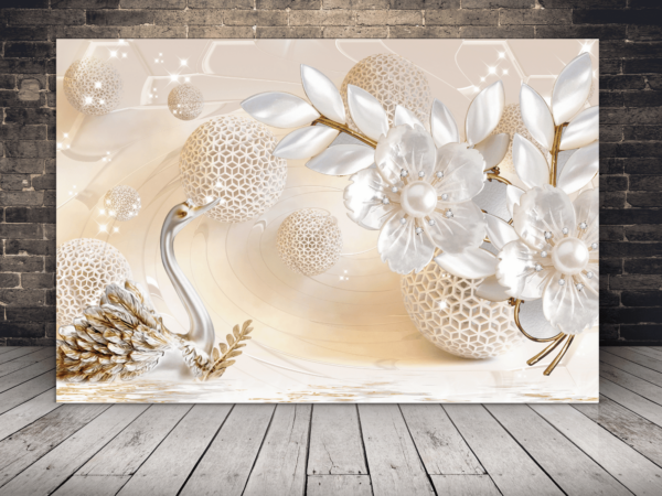 Image de fleurs et cygne