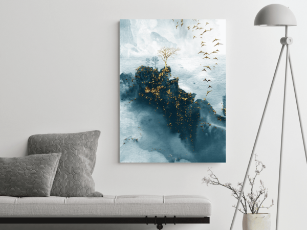 Image de montagnes et d'oiseaux d'or – Image 3