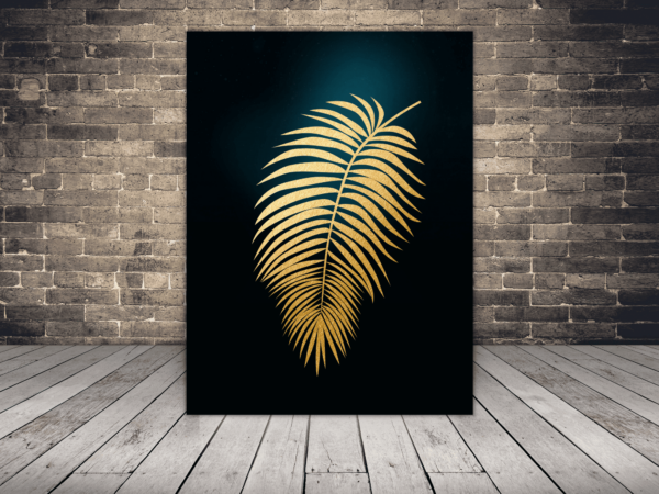 Une image d'une feuille de palmier d'or