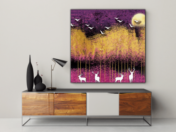 Une image d'un cerf et d'arbres dorés – Image 3