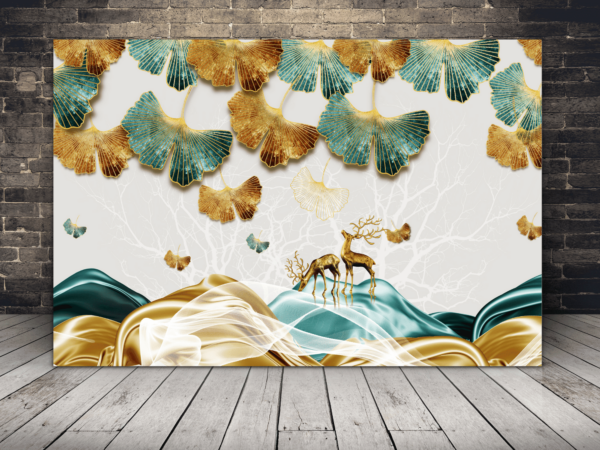 Une image d'un cerf et des feuilles