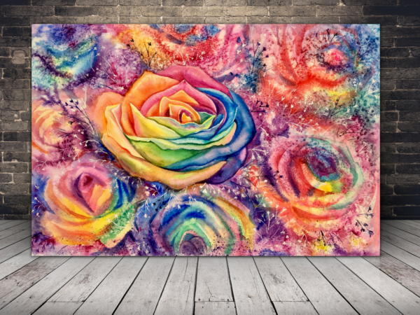 Une image de roses arc-en-ciel