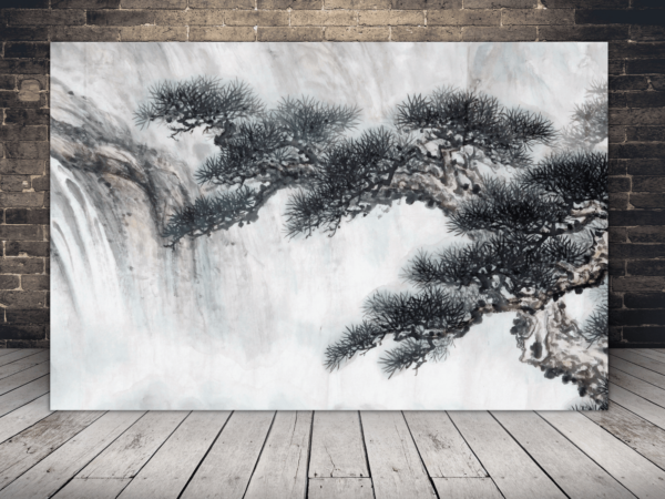 Une image d'un bonsaï et d'une cascade