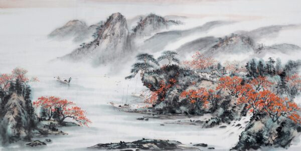 Image de buissons rouges et de montagnes – Image 2