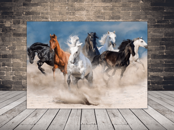 Une image de chevaux dans le désert
