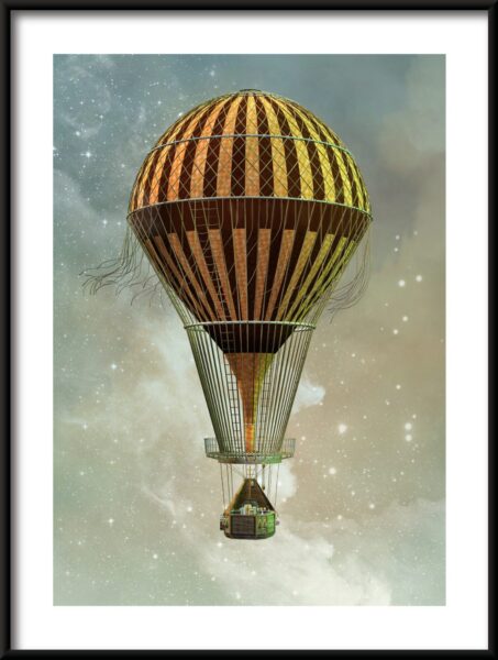 Affiche de vol en montgolfière