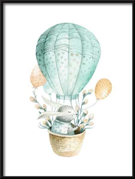 Affiche Lapin dans un ballon