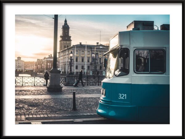 Affiche de tramway bleu