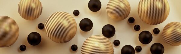Peinture murale Boules dorées et noires