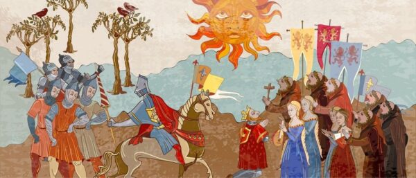 Peinture murale Scène médiévale