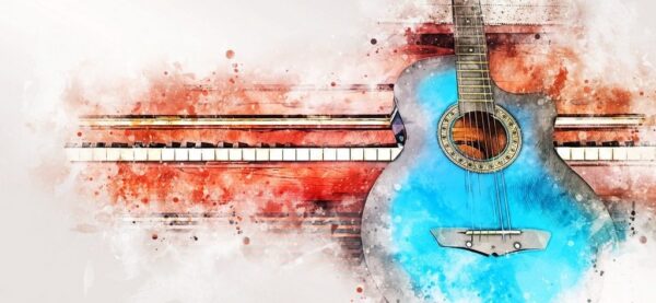 Peinture murale Guitare et Clavier