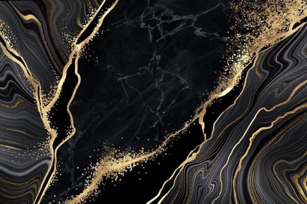 Peinture murale Marbre noir avec de l'or