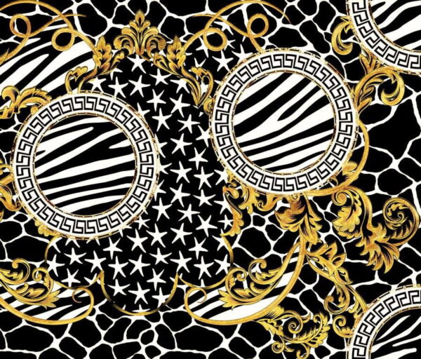 Peinture murale Abstraction noire avec de l'or