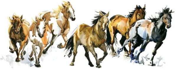 Peinture murale Chevaux à l'aquarelle