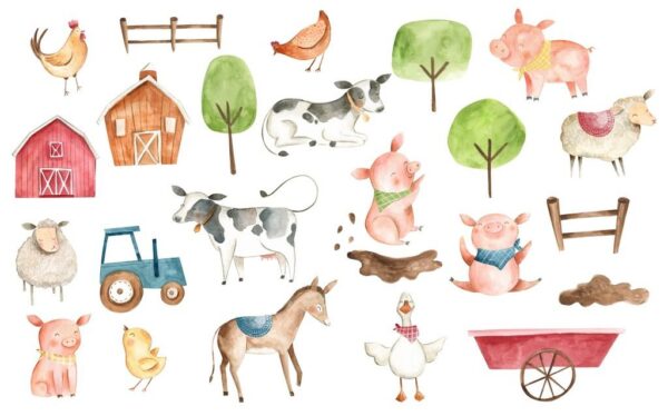 Peinture murale Animaux à la campagne