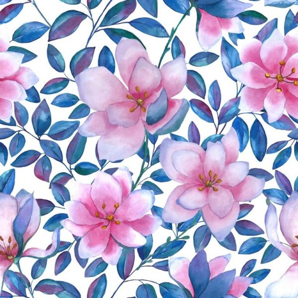 Peinture murale Fleurs avec des feuilles