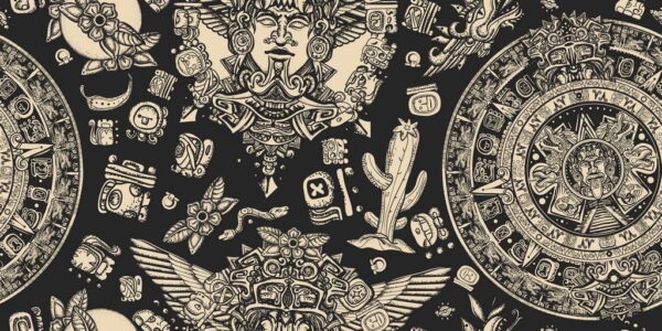 Papier peint Symboles des Mayas et des Aztèques