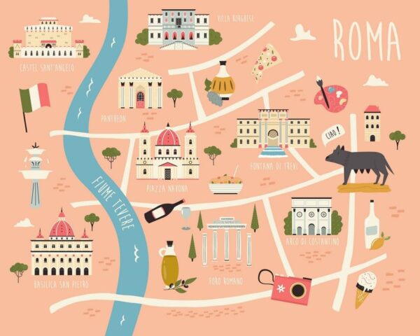 Peinture murale Carte de Rome