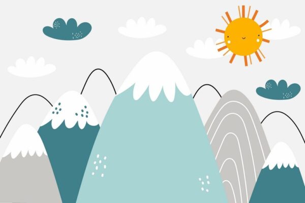 Peinture murale Dessin Montagnes