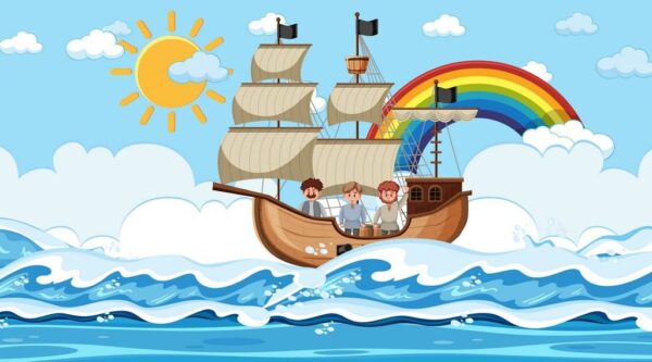Peinture murale Navire dans la mer