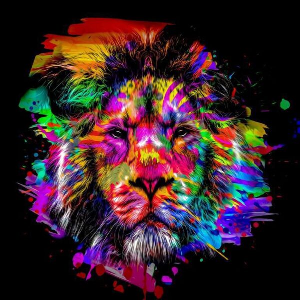 Peinture murale Lion coloré
