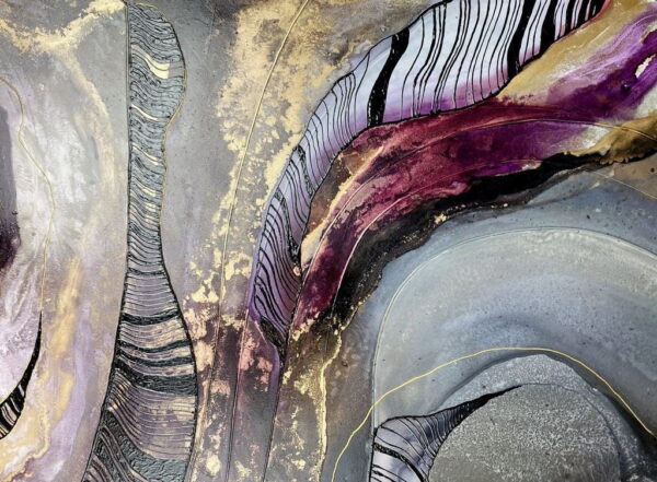 Peinture murale Or avec Violet