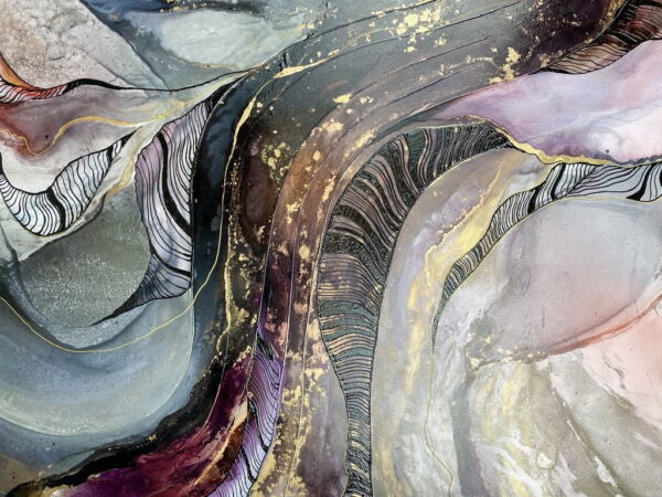 Peinture murale Violet avec de l'or