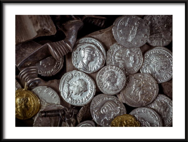 Affiche des pièces de monnaie romaines
