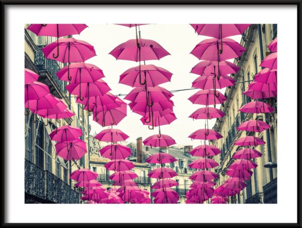 Affiche parapluies roses