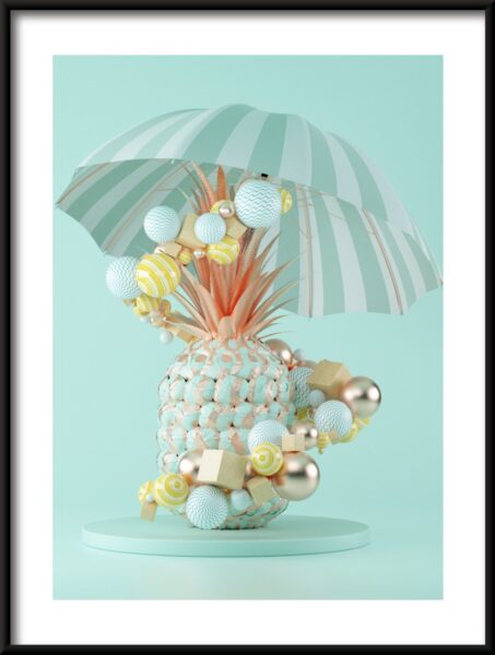Ananas sous le parapluie Poster