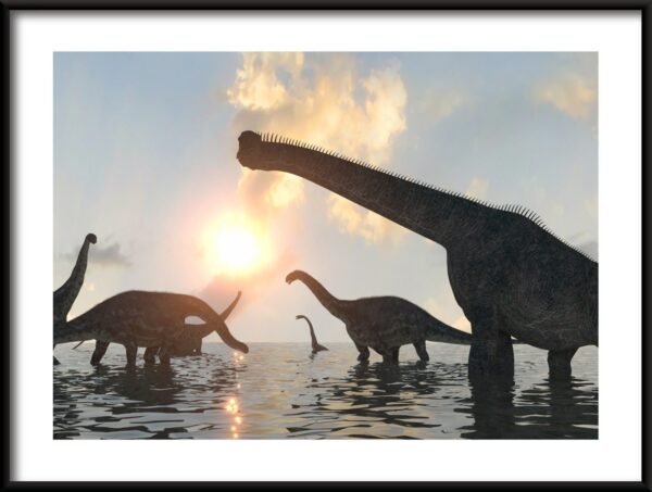 Affiche dinosaures au soleil