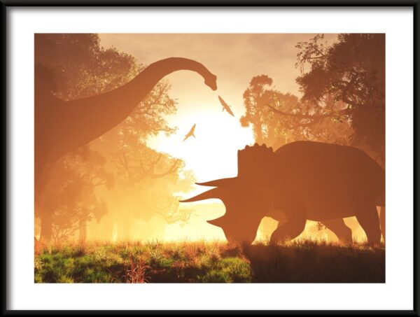 Affiche dinosaures au soleil