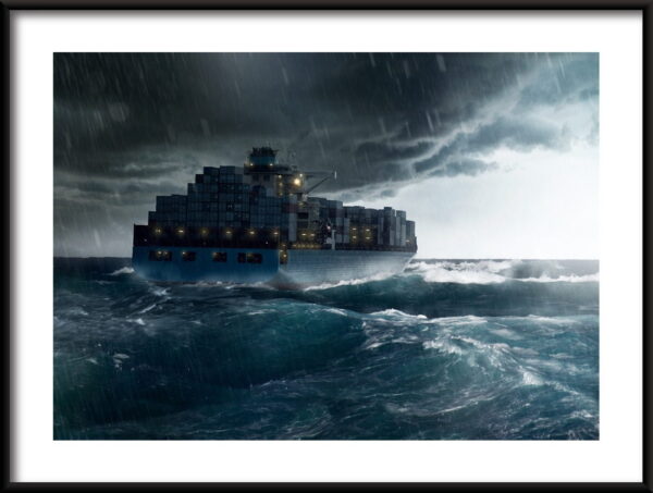Affiche navire et tempête