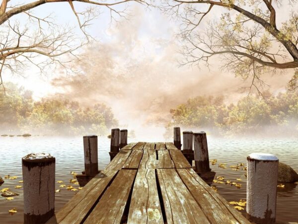 Peinture murale Pont sur le lac