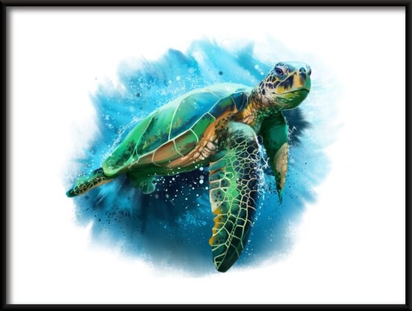 Tortue dans l'eau Poster