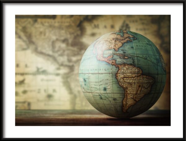 Affiche de l'Amérique sur un globe