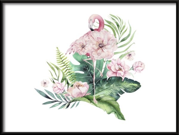 Affiche oiseau en fleurs