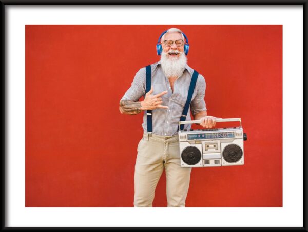 Barbu avec Radio Poster