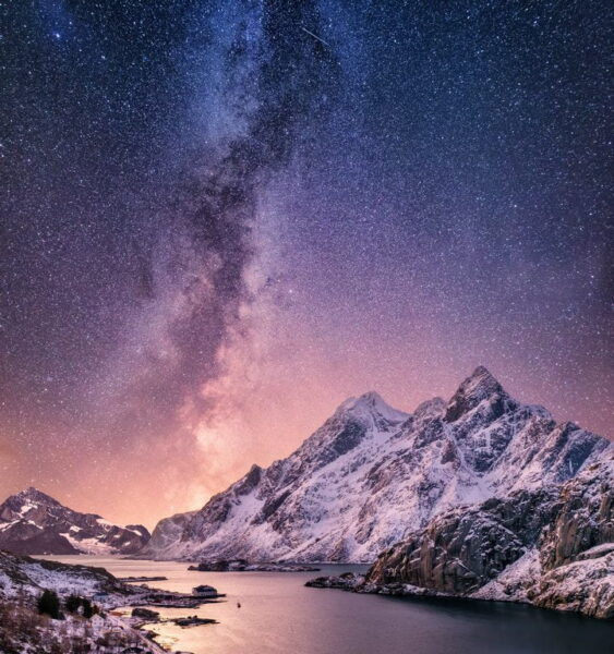 Peinture murale Montagnes et étoiles