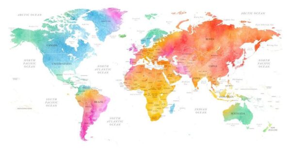 Peinture murale Continents colorés