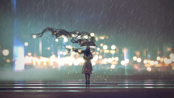 Papier peint Femme sous le parapluie