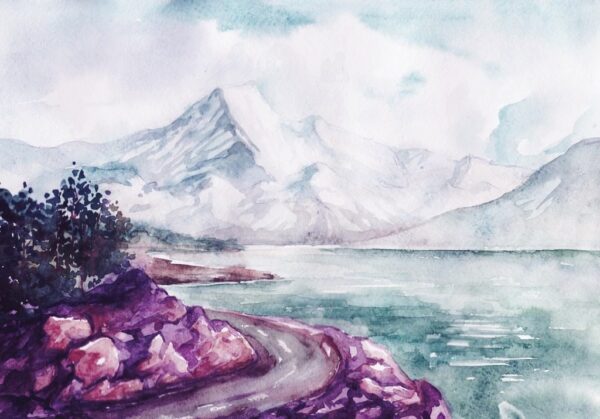 Peinture murale Rochers et Montagnes Roses