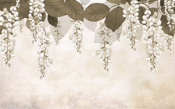 Sticker mural fleurs blanches suspendues